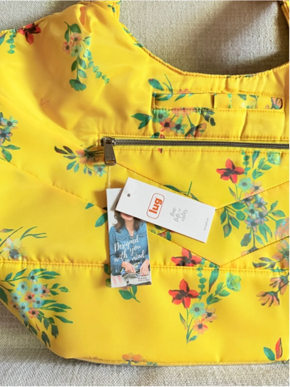 Lug Gondola SE Tote Bag in Bouquet Yellow floral new with tags